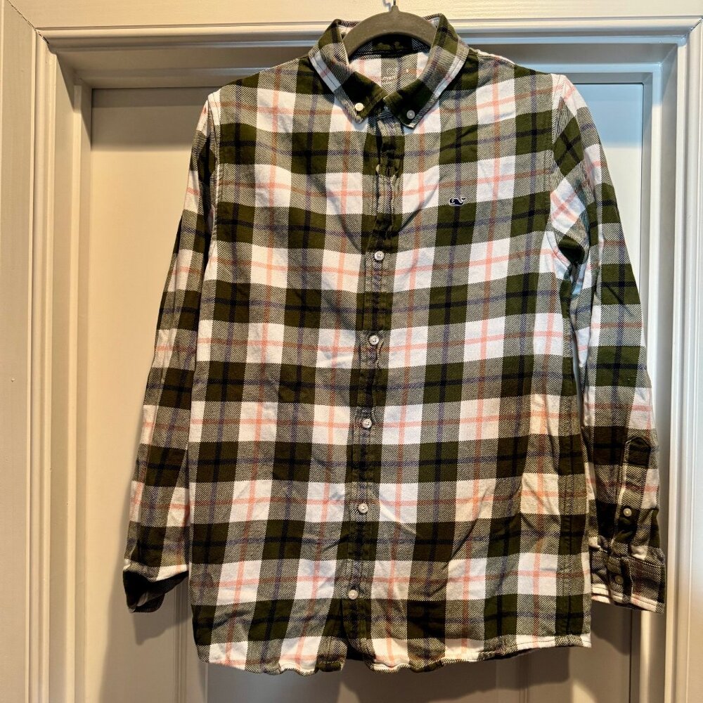 Vineyard Vines Boys' Vineyard Flannel Plaid Shirt – Sz XL
